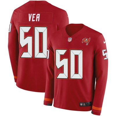 Nike Tampa Bay Buccaneers #50 Vita Vea Red Team Color Men's Stitched NFL Limited Therma Long Sleeve Jersey Men's